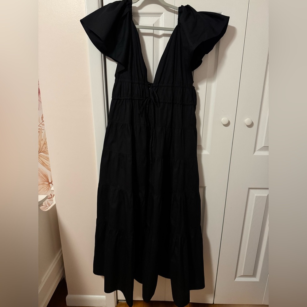 CAARA Women’s Black Tiered Maxi Boho Dress – Size Large